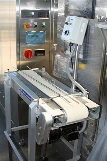 Used Conveyor, 34" x 6", variable speed, s.s. frame, plastic belt