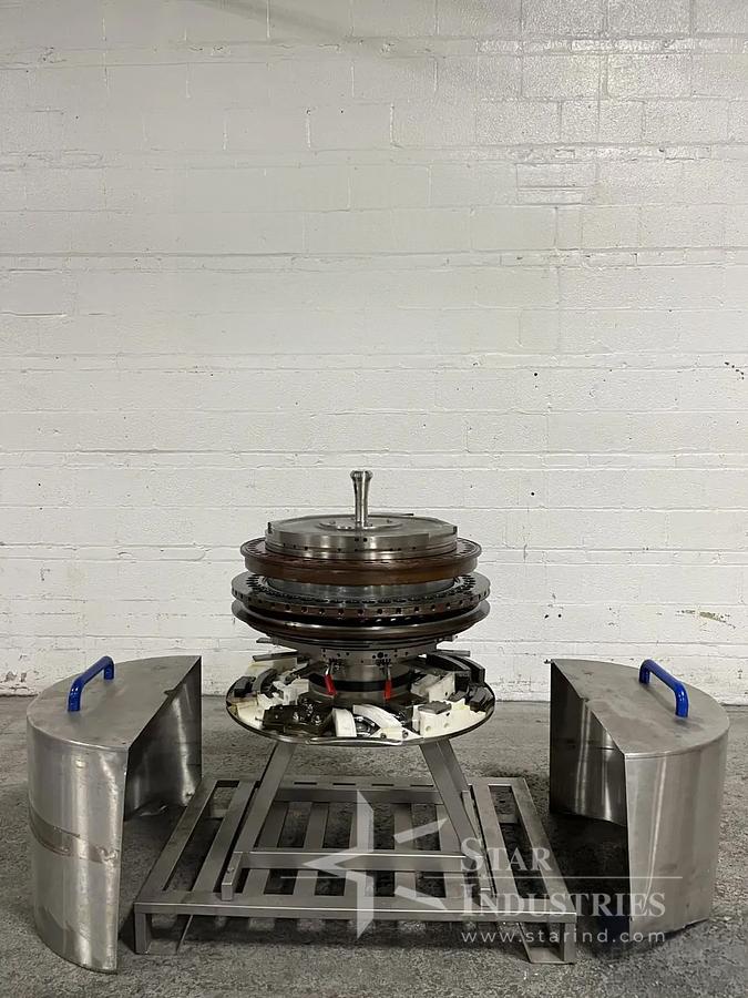 Used Fette turret, for model 3090I tablet press, 49 station, keyed upper and lower punch guides, D tooled, serial# 3111.