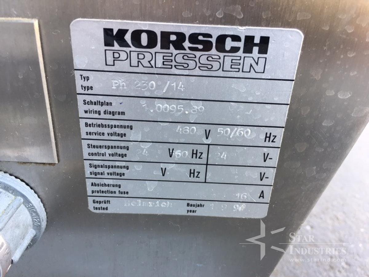 Used One used Korsch 14 station D-tooled PH230 Tablet Press