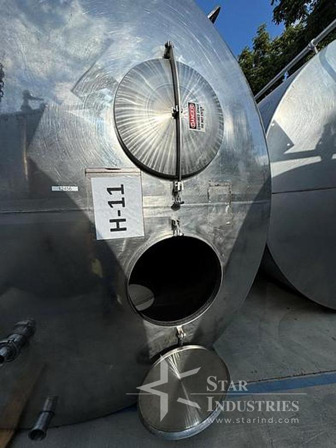 Used Tank, 6,000 Gallon, 316 Stainless Steel, Dish Bottom, Legs, Dual