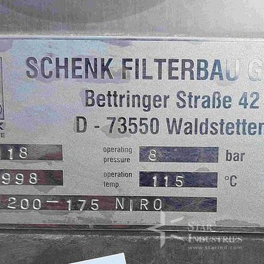 Used Schenk Filterbrau Niro1200/175 approx. 400 sq. meter Filter Press