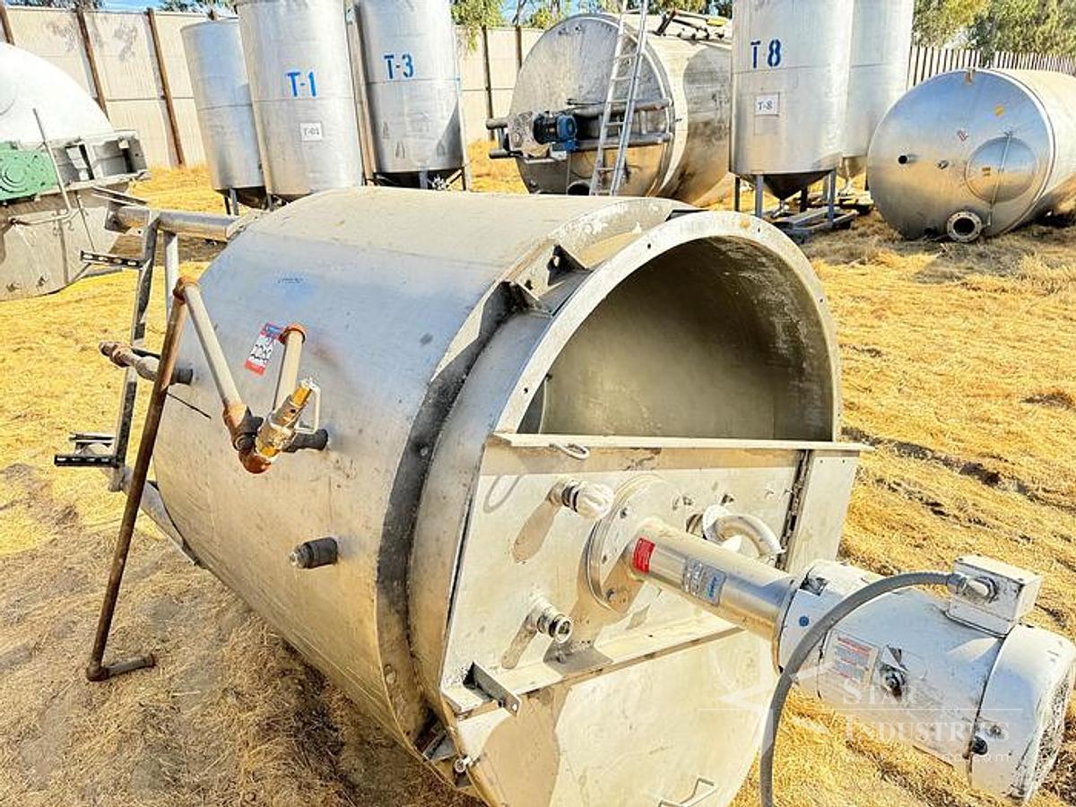 Used Tank, 750 Gallon, Stainless Steel, Jacket, Agitated