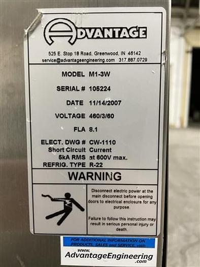 Used 3 ton water cooled Advantage Chiller