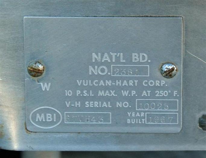 Used 20 gallon Vulcan Hart process kettle, Model SS-20