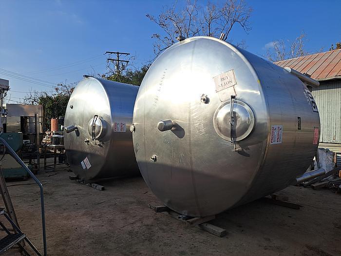 Used Tank, 4,500 Gallon, 316 Stainless Steel, Cone Bottom, Legs