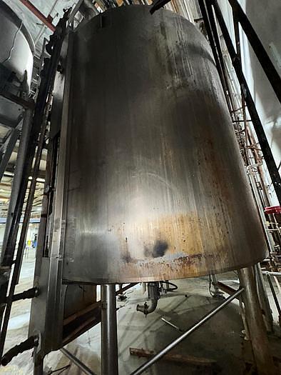 Used Stainless Steel 6,000 Gallon Jacketed & Double Motion Agitated Tank with scraper agitation and center agitation with turbine blade paddles