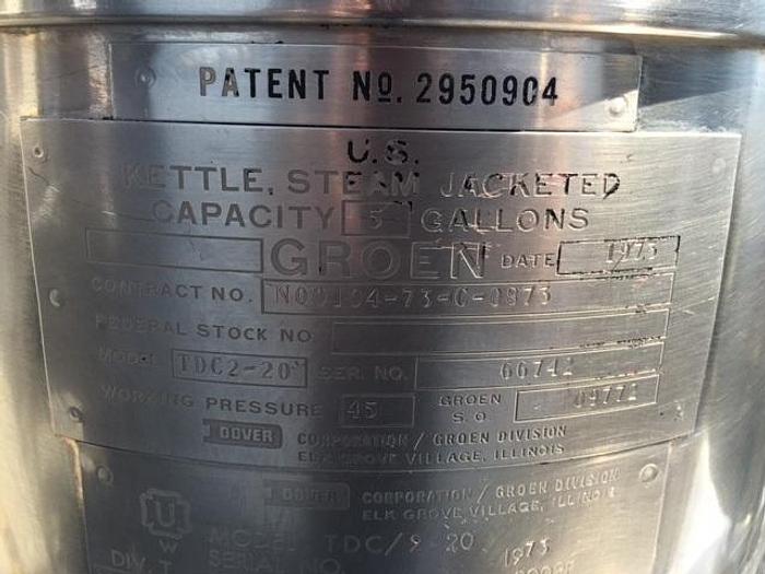 Used Groen 2 x 20 qt. Jacketed Mixer, TDC-2/20