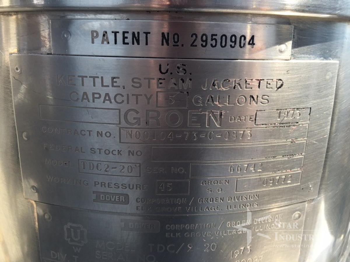 Used Groen 2 x 20 qt. Jacketed Mixer, TDC-2/20