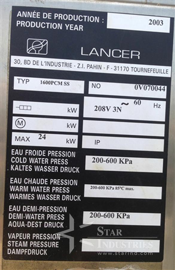 Used Lancer Model 1600 PCM Washer