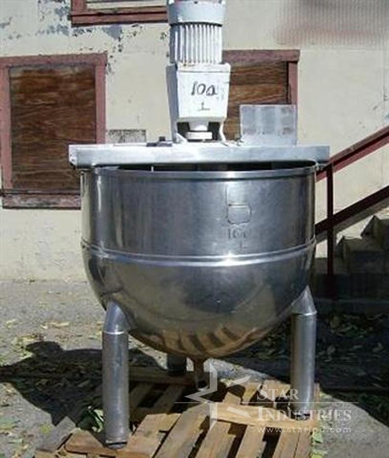 Used 150 gallon Groen stainless steel Jacketed Kettle w/ 3 h.p. Lightnin Mixer