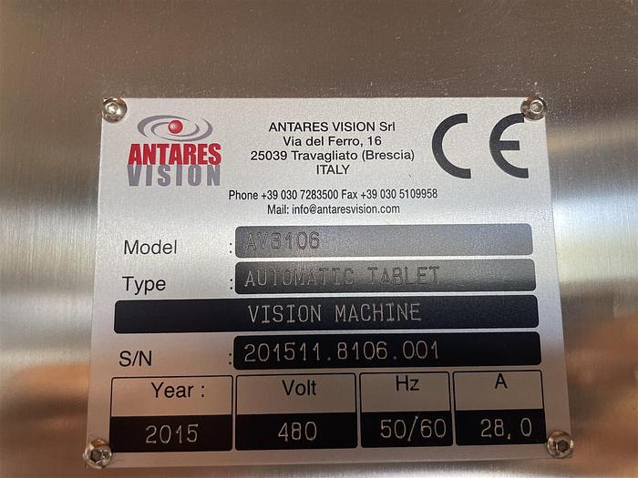 Used Automatic Tablet Vision Machine, Antares AV8106 Tablet Inspection Machine