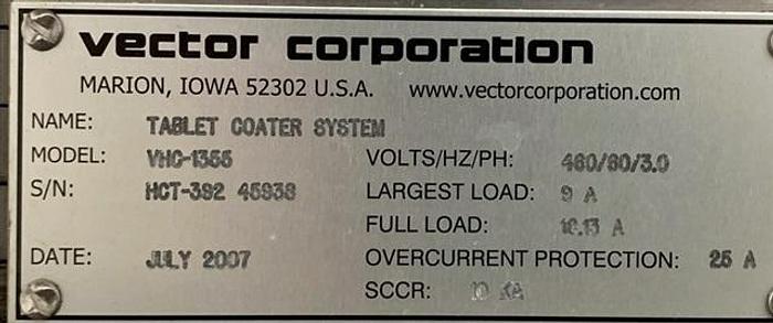 Used 30" Vector Hi-Coater Coating Pan, Model VHC-1355