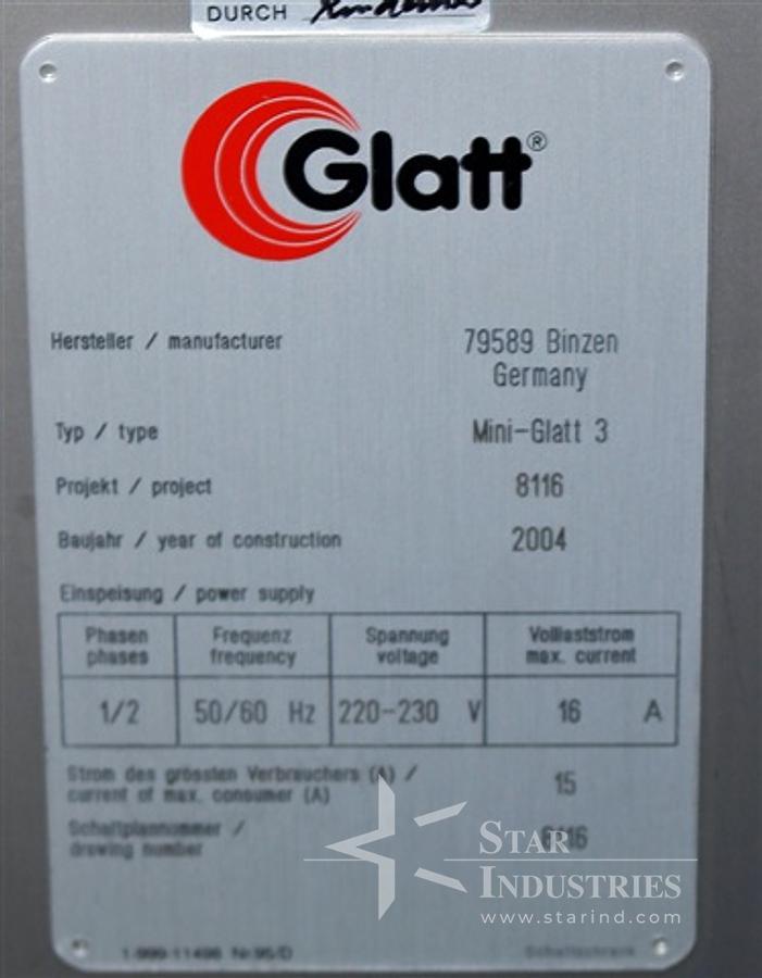 Used Glatt Mini-Glatt 3 Fluid Bed Dryer