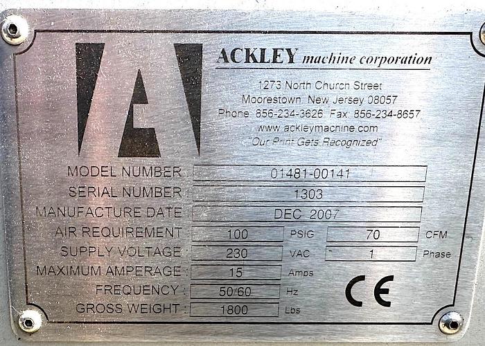Used Ackley Model 01481-00141 Capsule/Tablet Printer