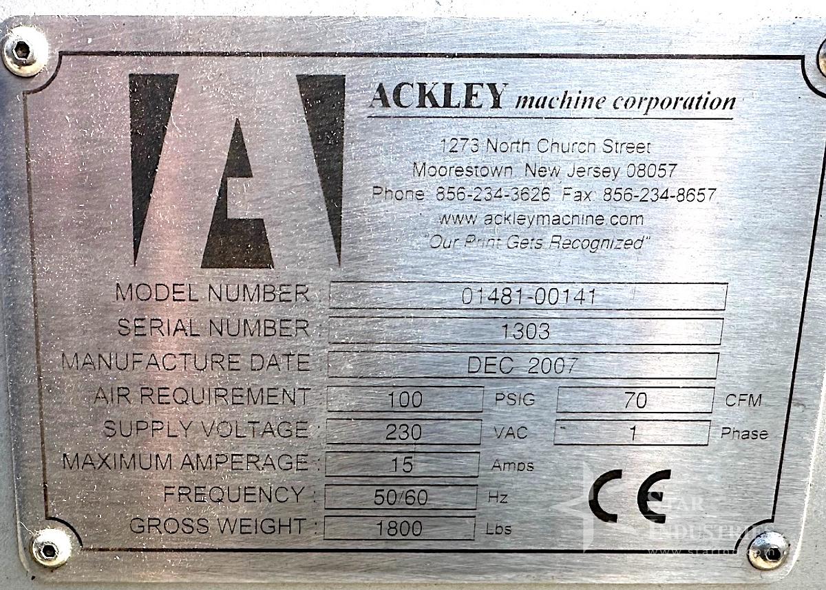 Used Ackley Model 01481-00141 Capsule/Tablet Printer