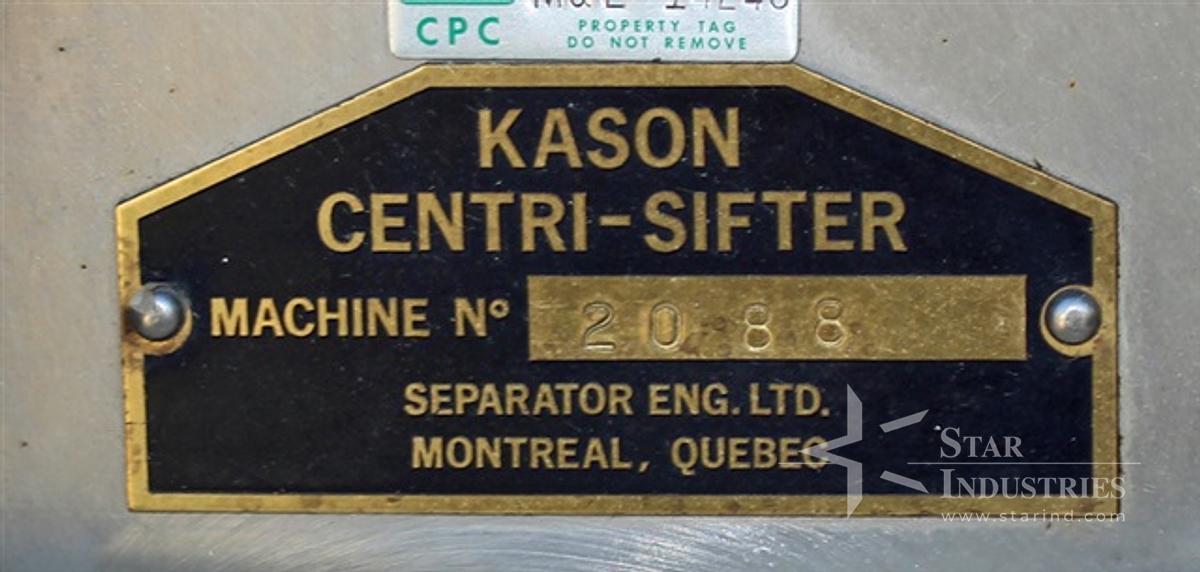 Used Kason 3 h.p. Sifter w/ Eriez 10x14 TOD-2 Magnet