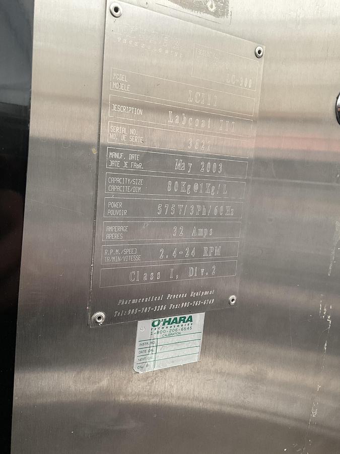 Used O'Hara Coating pan w/Spray Bar