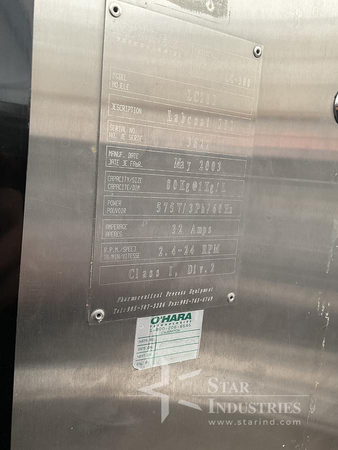 Used O'Hara Coating pan w/Spray Bar