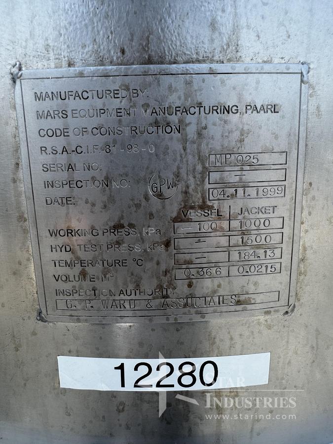 Used MARS EQUIPMENT 30 Gallon Kettle