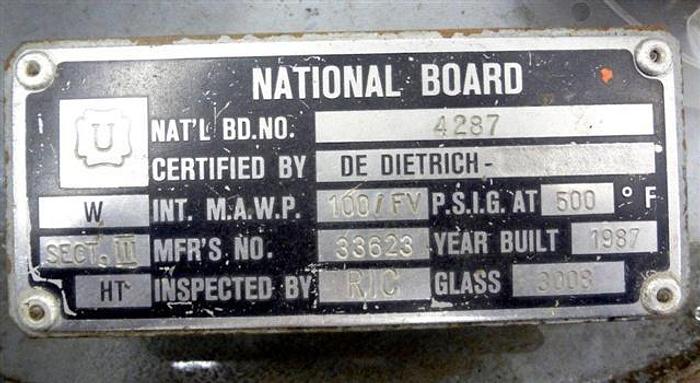 Used 2.8 sq meter Dedietrich glass lined Nutsche Filter