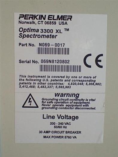 Used Perkin Elmer Optima 3300XL