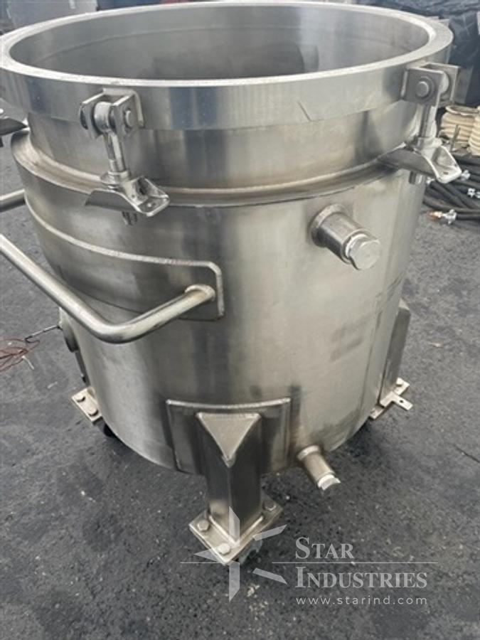 Used 40 gallon Robert's S.S. Jacketed Mix Can, 24" diam. x 24" deep