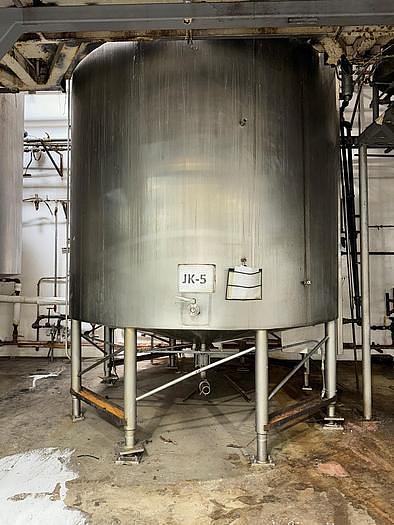 Used Stainless Steel 6,000 Gallon Jacketed & Double Motion Agitated Tank with scraper agitation and center agitation with turbine blade paddles