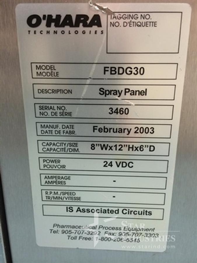 Used O'hara FBDG-30 Fluid Bed Dryer
