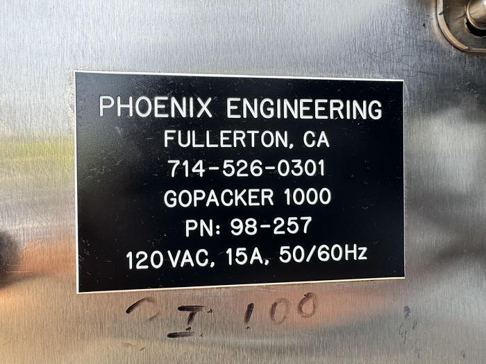 Used Phoenix Engineering Go Packer Model 1000 Pouching Machine w/ Disk Counter