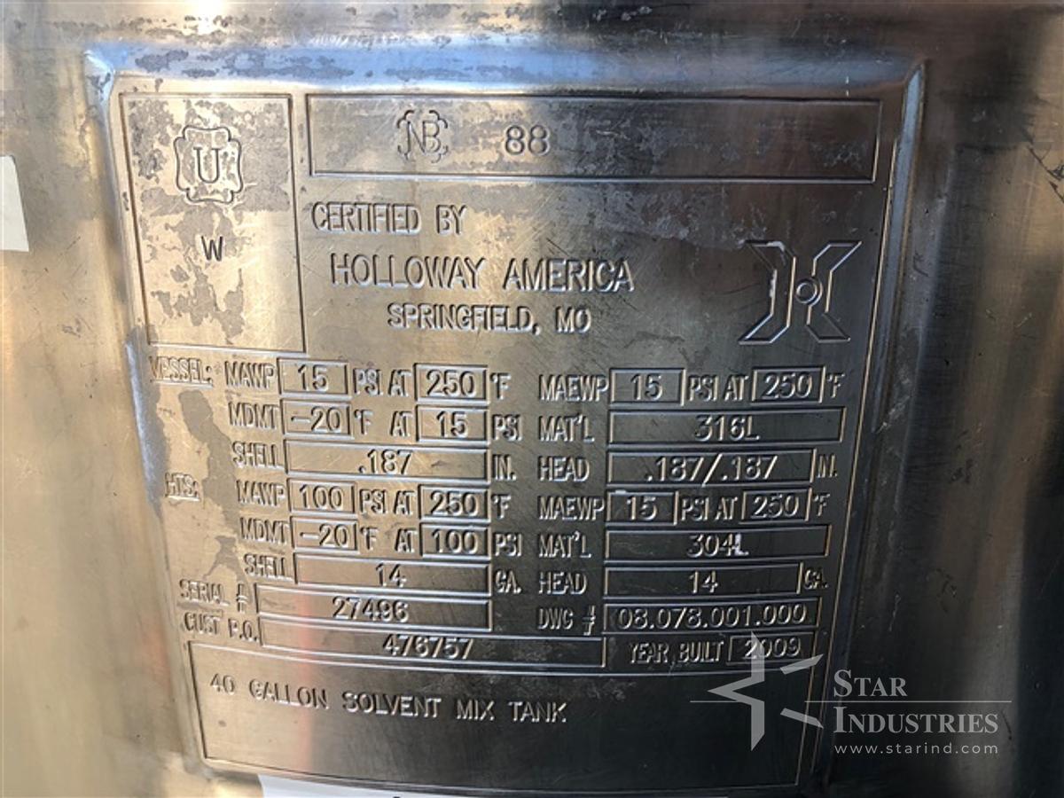 Used ITT Industries 40 Gallon Stainless Steel Reactor