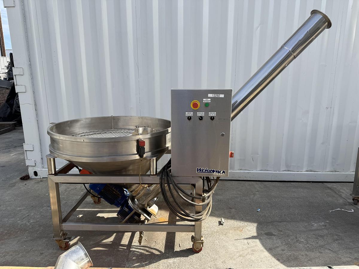 Used Stainless Steel Screw Conveyor, 96'' drop discharge