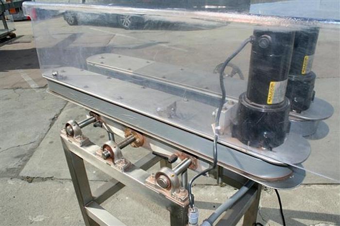 Used Conveyor, 3" x adjustable width, variable speed, beltless