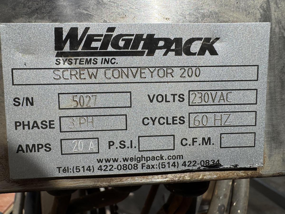 Used Stainless Steel Screw Conveyor, 96'' drop discharge