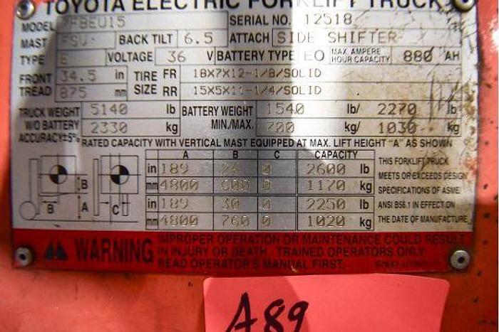 Used Toyota Electric Forklift (7FBEU15)