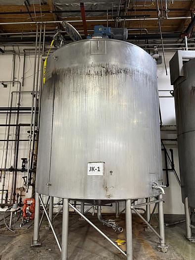 Used Tank, 6,000 Gallon, 316 Stainless Steel, Jacket, Double Agitation