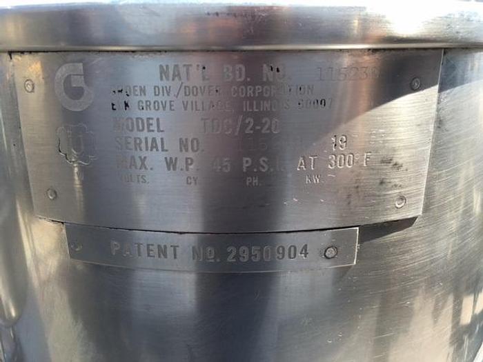 Used Groen 2 x 20 qt. Jacketed Mixer, TDC-2/20