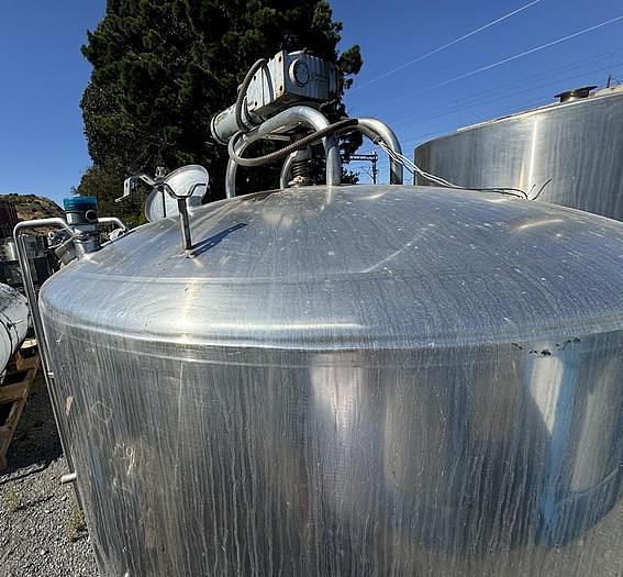 Used Tank, 1,000 Gallon, S/st, Jkt, DCI, Scrape Agit, CB/DT