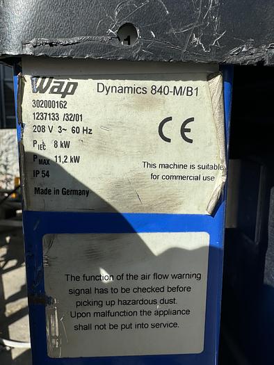 Used WAP Dynamics Model 840-M/BI Dust Collector