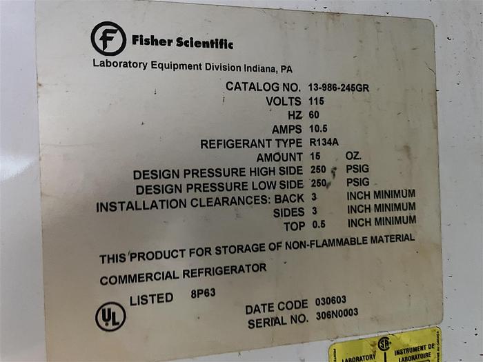 Used Fisher Scientific Isotemp Refrigerator