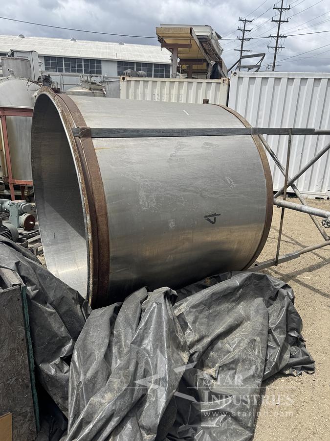 Used S.S. Tank, 54" side, 68" diam, 52" legs, open top