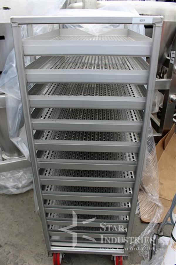 Used Trolley with 38" x 20" perforated, trays, all stainless steel