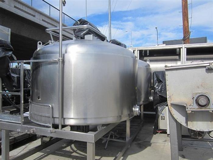 Used Twin 750 gallon jacketed Tanks on Mezzanine