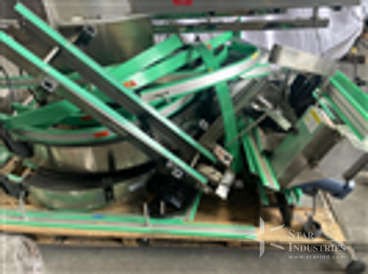 Used CONVEYOR SEGMENTS, RAILS, LEGS, CONVEYOR BELT