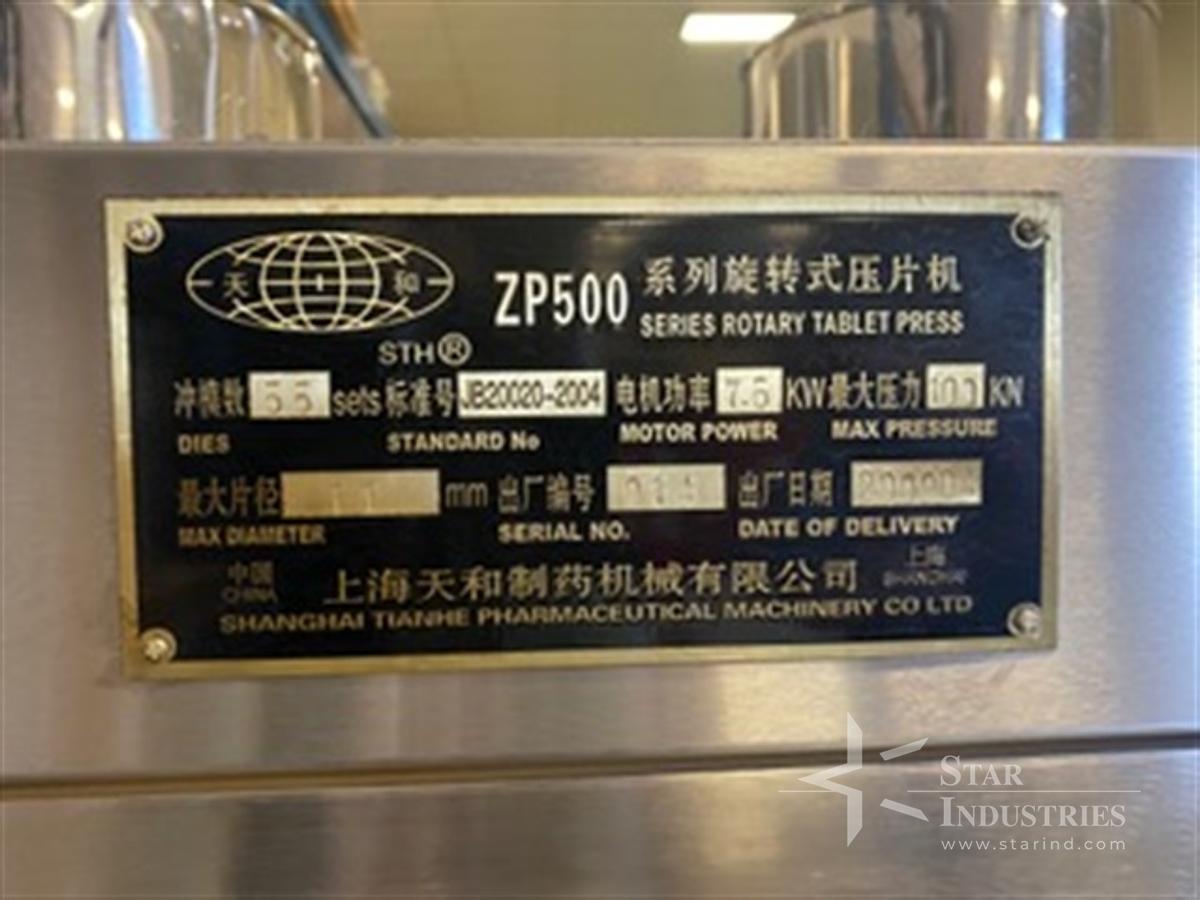 Used Shanghai Tianhe Machinery 55 station B-tooled Tablet Press, Model ZP500