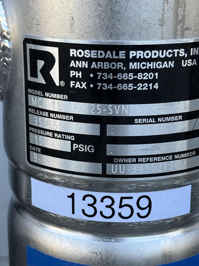 Used ROSEDALE- LIQUID FILTRATION HOUSING