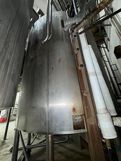 Used Stainless Steel 6,000 Gallon Jacketed & Double Motion Agitated Tank with scraper agitation and center agitation with turbine blade paddles