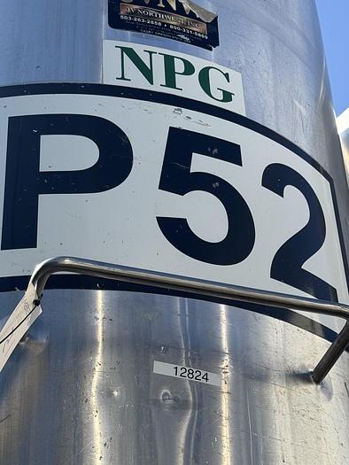 Used Tank, 450 Gallon, 316 Stainless Steel, Dome Top, Cone Bottom, Portable