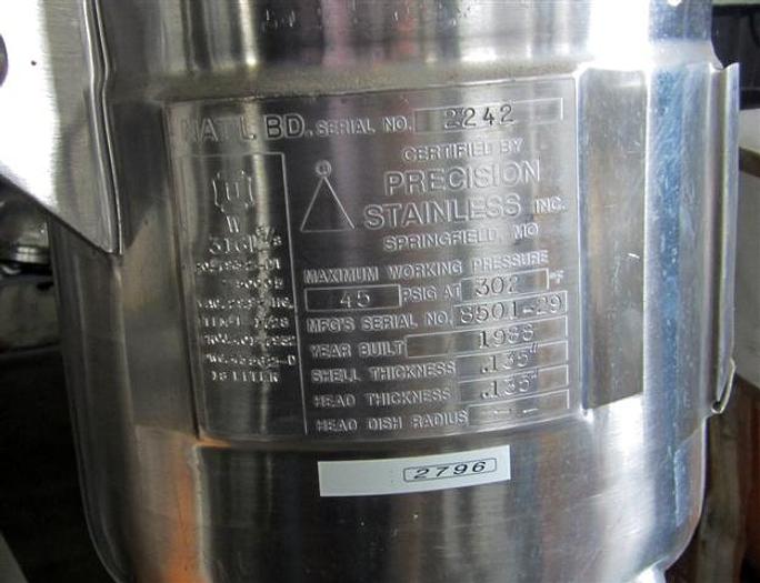 Used PRECISION 18 LITER S.S. PRESSURE VESSAL