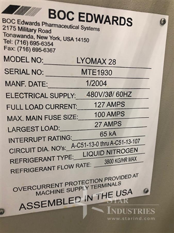 Used BOC Edwards Lyomax 28 cGMP Industrial Freeze Dryer