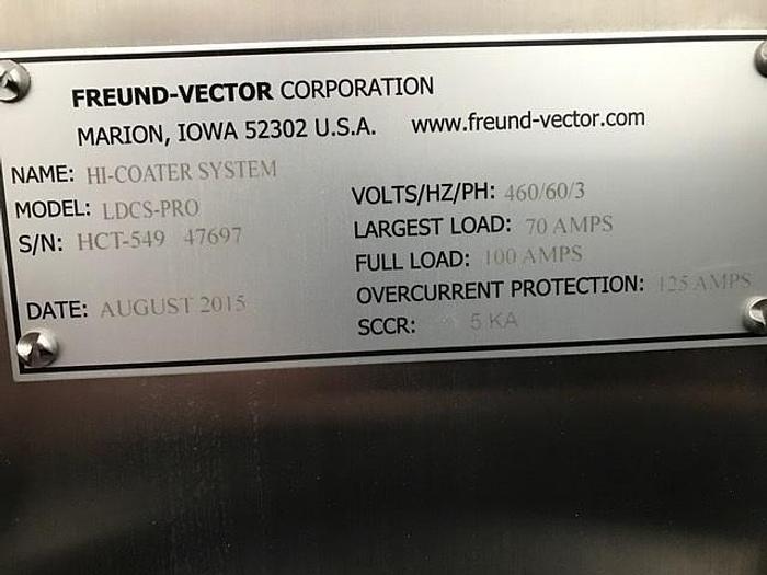 Used Vector LDCS-Pro Coating Pan with 150L Pan